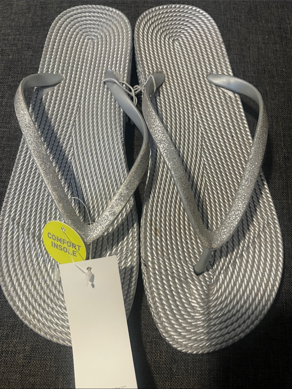 Capelli of New York Silver Glitter Flip Flop Sandals